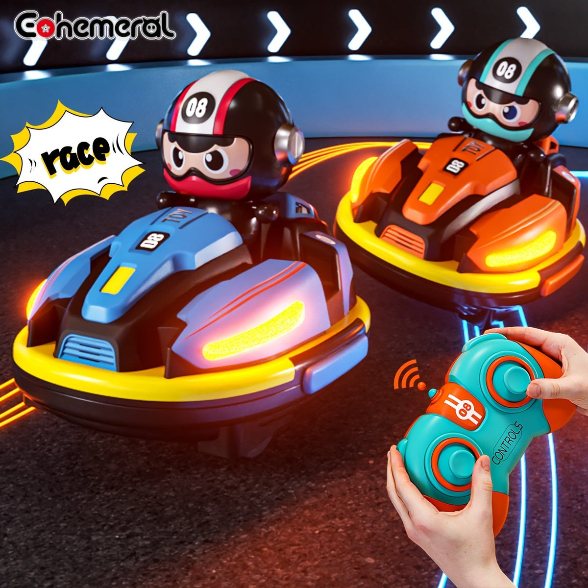 Remote Control Dual Bumper Cars Set with Lights