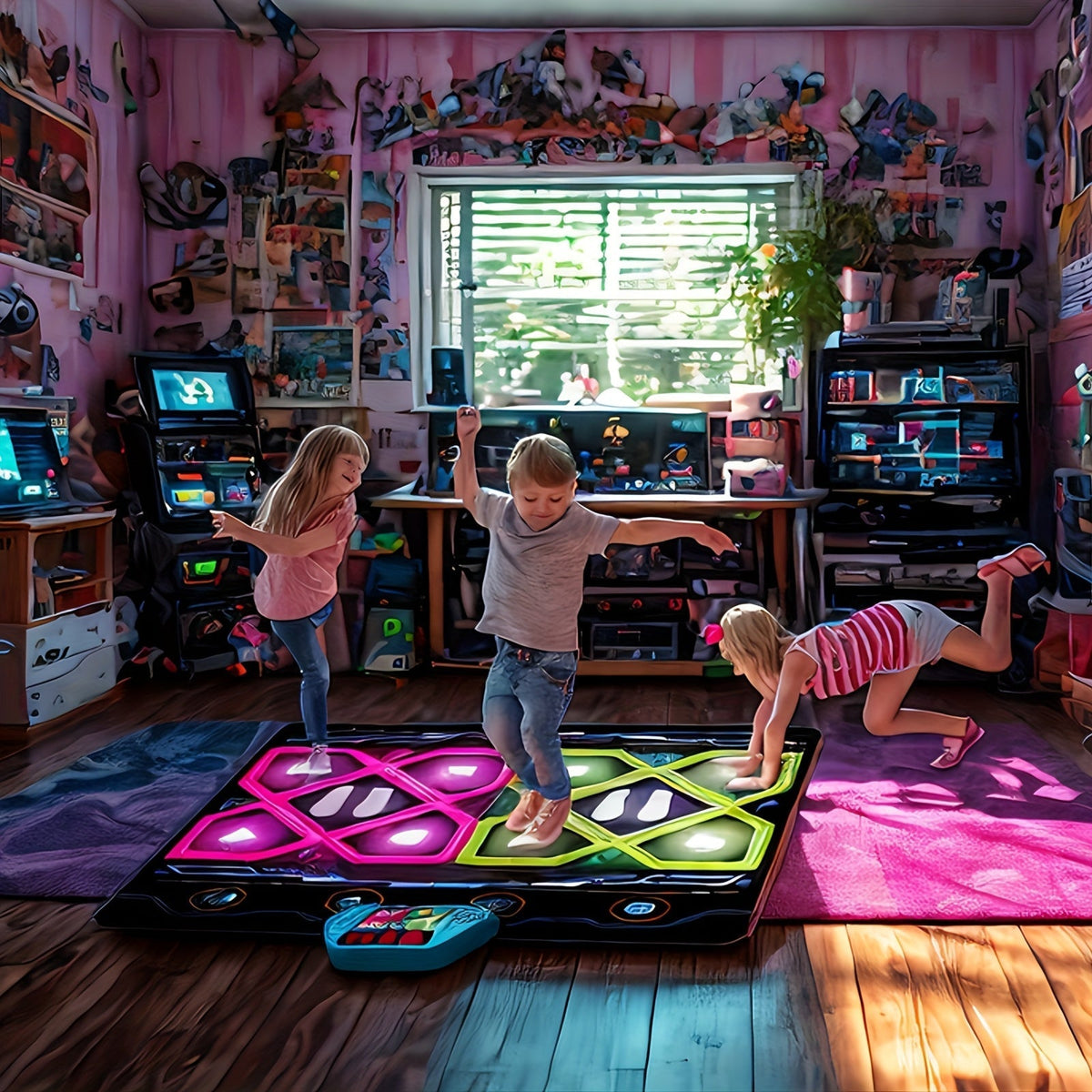 Double Dance Pad LED Rhythm Game Mat