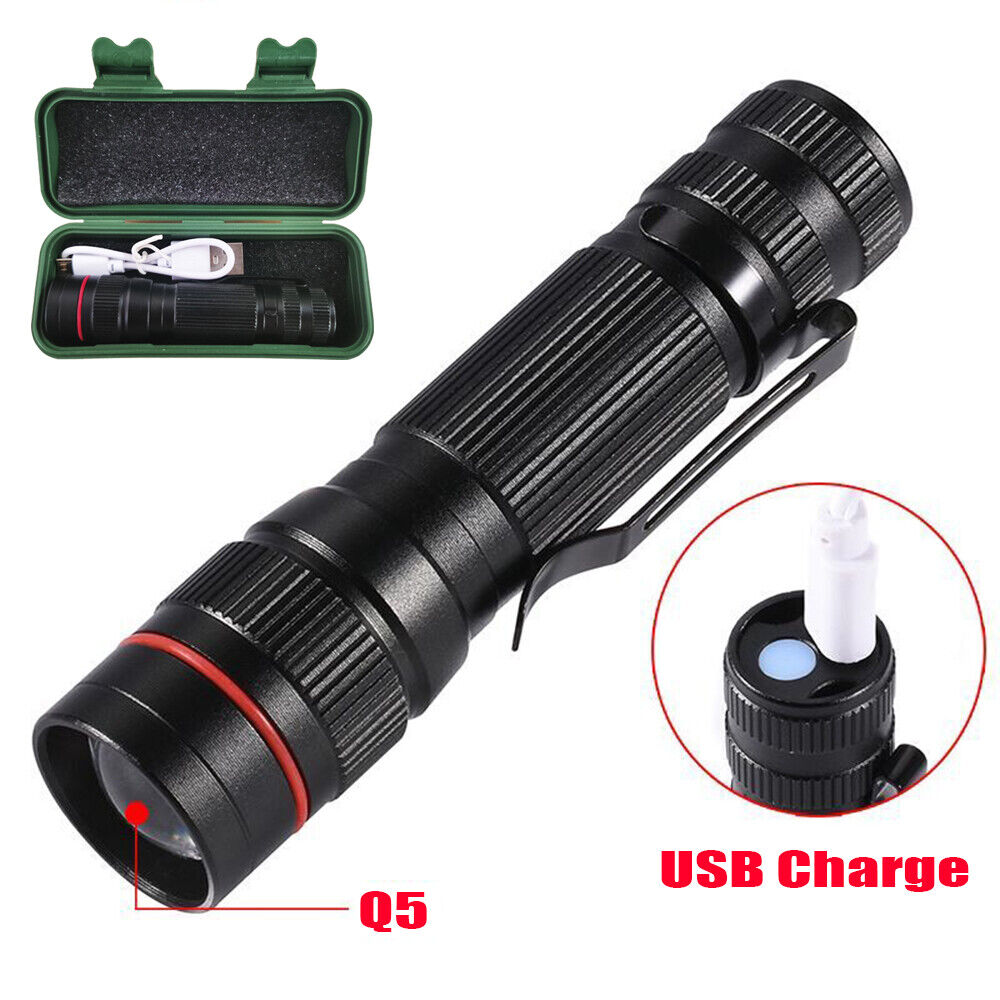 2x Mini Rechargeable LED Torches - 3 Mode Clip Lights