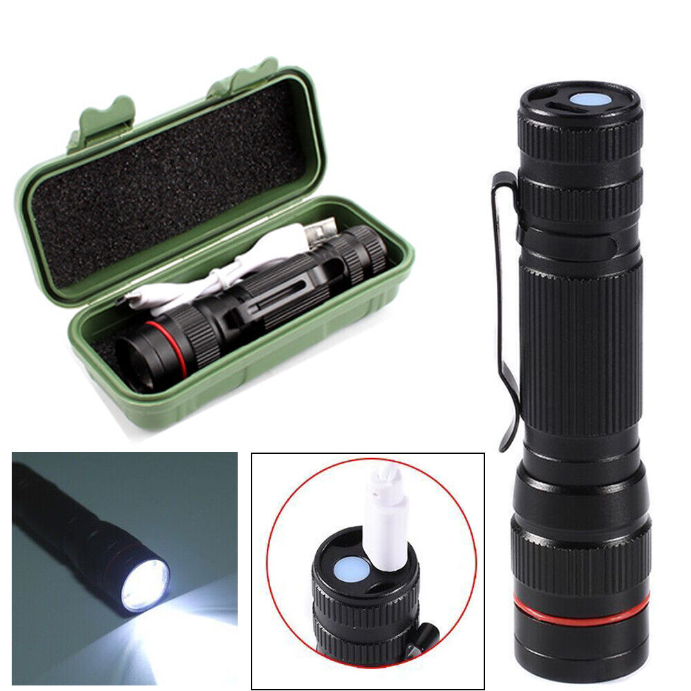 2x Mini Rechargeable LED Torches - 3 Mode Clip Lights