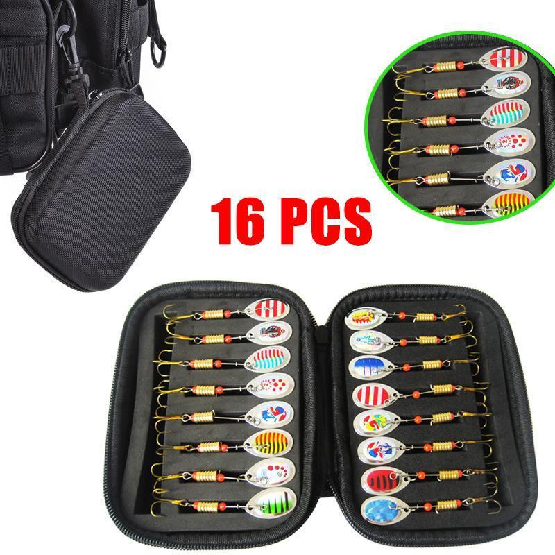 10/16PCS Fishing Lure Spinners Baits Spoon Set with Tackle Bag Trout Bass Tackle - B(10PCS)